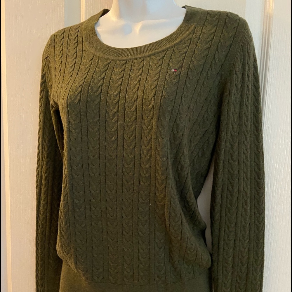 Tommy Hilfiger dark olive green cotton sweater
